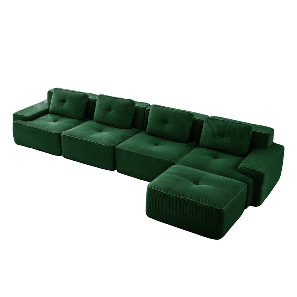 English Elm 153" Luxurious Modern L-Shaped Sectional Sofa With Movable Ottoman, Deep Seats, Tufted Design & More! W714S01490