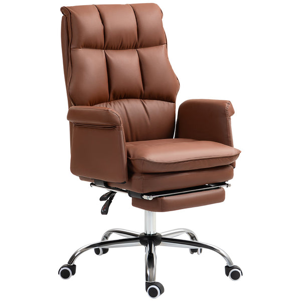 English Elm Homcom Ergonomic Executive Office Chair With Footrest, Pu Leather, Adjustable Recline & Swivel Design W2225P250009