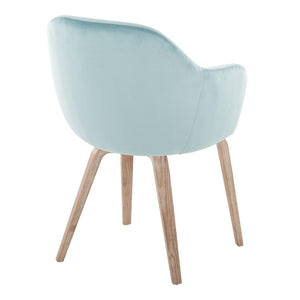 English Elm Dining Chair Set of 2 Velvet Upholstered Bentwood Legs Whitewashed Organic Modern Light Blue B202S02062