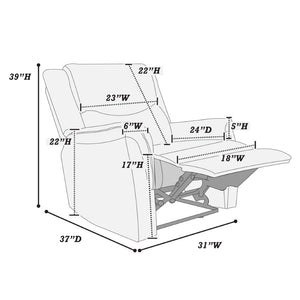 English Elm Single Manual Recliner Chair Woven Burlap Fabric Padded Arms Living Room Comfort Off White B089P240482