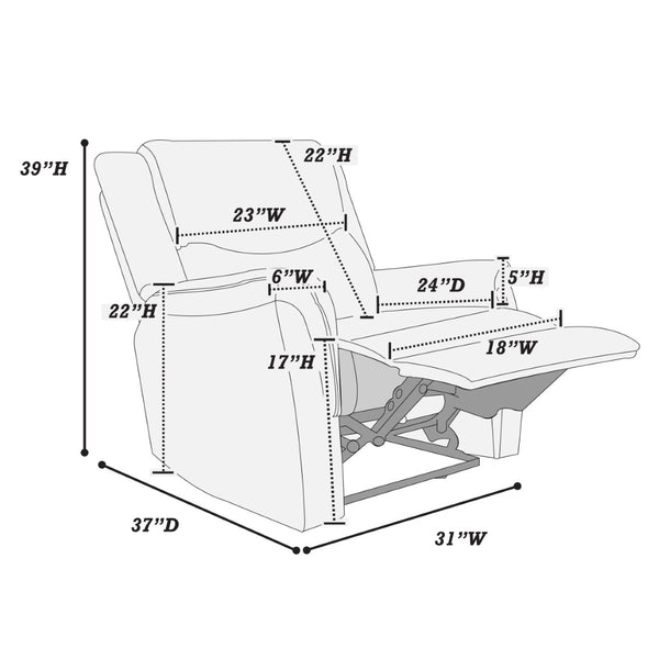 English Elm Single Manual Recliner Chair Woven Burlap Fabric Padded Arms Living Room Comfort Off White B089P240482
