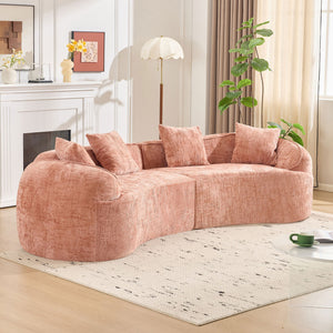English Elm Pink Curved Compressed Sofa — Nordic Soft Foam & Spring Seating, Easy Setup, Stylish Centerpiece W3612S00010