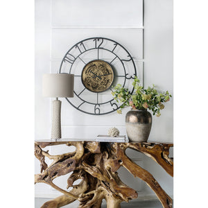 English Elm 13x13x16" Round Sienna Brown Ceramic Accent Vase with Metallic Sheen Distressed Finish for Décor W2078P310235