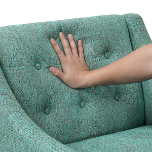 English Elm Contemporary Button-Tufted Accent Chair with Plush Fabric, Curved Arms and Solid Wood Legs for Living Green 26.5 L x 28.5 W x 22.5 H B011P281836