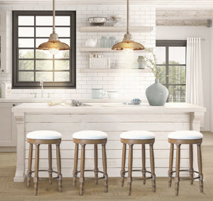 English Elm AGODY 26" Counter Height Swivel Bar Stools Set of 2 with Upholstered Seats and Sturdy Rubberwood Frame Light Oak W2170P208102