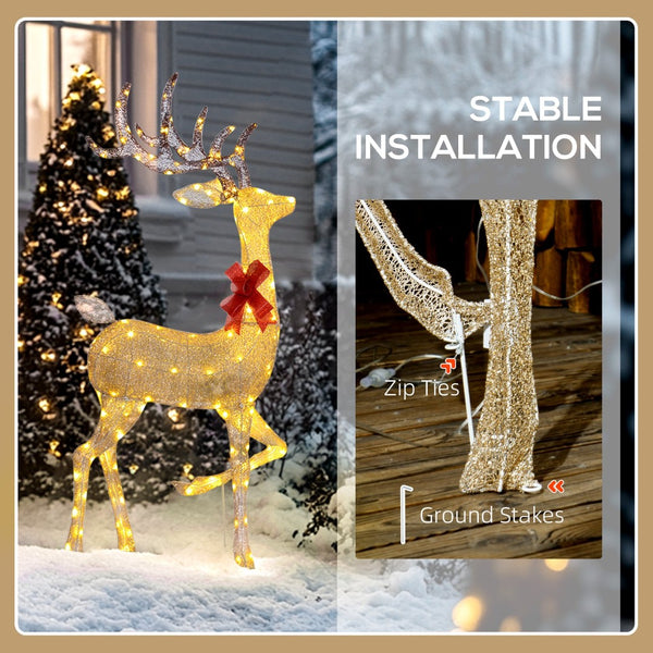 English Elm 3-piece Lighted Reindeer Family Set with Warm White Leds for Festive Outdoor Lawn Decor T3971P414569