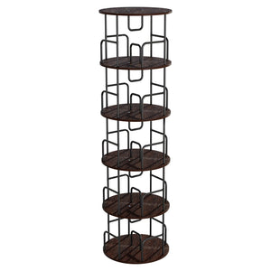 English Elm Rotating 5 Tier Spinning Bookcase Tower Slim 360 Degree Turntable Metal Frame Organizer Walnut Brown W3166P367347
