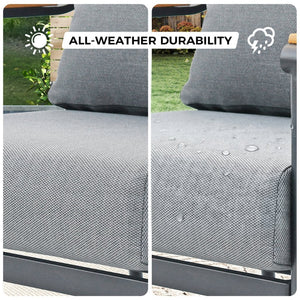 English Elm 4-piece Outdoor Aluminum Conversation Set with Thick Olefin Cushions Teak Accent Table T5880S00022