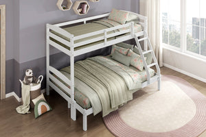 English Elm Twin Twin-over-Twin Bunk Bed with Guard Rails and Ladder, Wood-Engineered Frame, Space-Saving Dorm Style White 81.5 L x 20.5 W x 10 H B011P362600