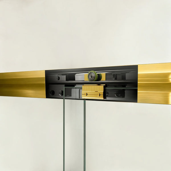 English Elm 56" Semi-frameless Bypass Shower Door Brushed Gold Tempered Glass Walk-in Enclosure W1573P326965