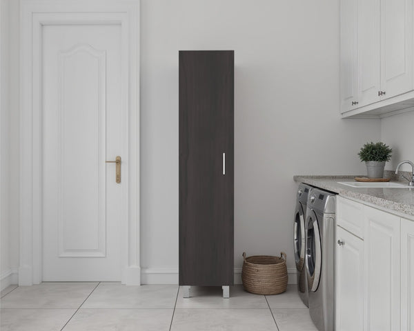 English Elm Storage Cabinet with Locking Doors Four Shelves Slim Tall Design for Home Office Brown B092P474482