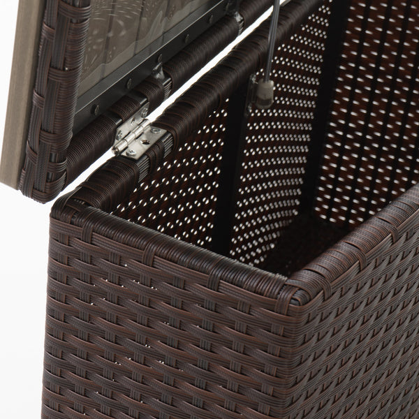 English Elm Christopher Knight Home® - MADRAS Brown Faux Wicker Accent Table with Aluminum Frame, Handcrafted Storage Wedge, No Assembly Required 57657.00