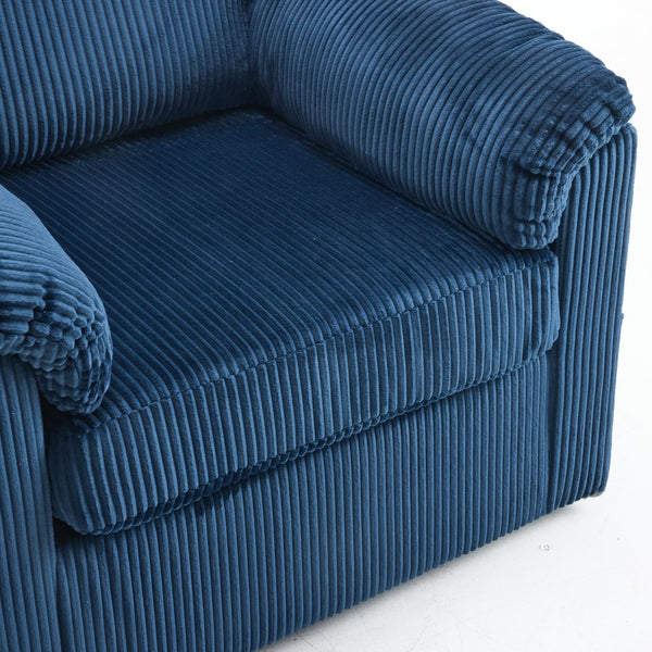 English Elm 33 Inch Oversized Swivel Corduroy Lounge Chair with Plush Chenille Cushioning and Support Springs Blue W1829P265013