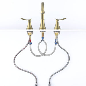 English Elm 2-Handle Widespread Bathroom Sink Faucet - Elegant Brushed Gold With 360° Swivel Spout & Durability T3177P277517