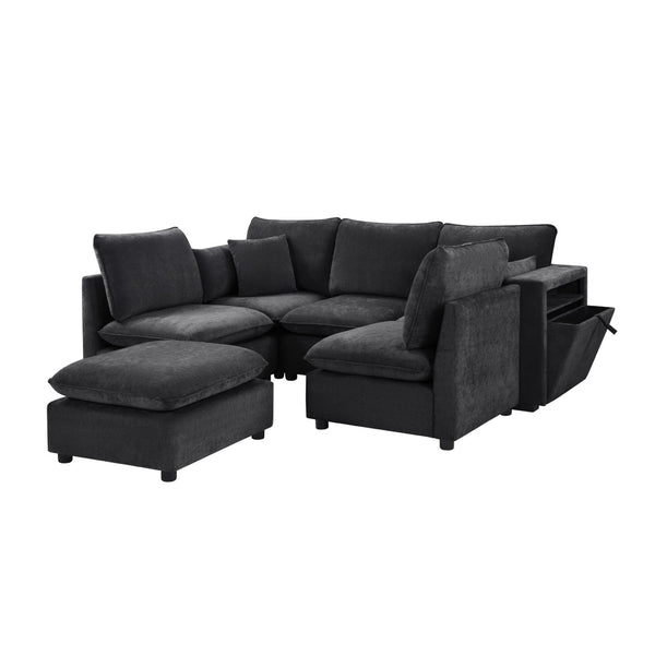 English Elm Swivel Barrel Accent Chair Chenille Tufted Round Club Seat for Living Room Lounge Black N719S002300B
