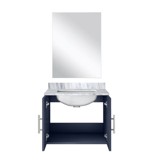 English Elm Navy Blue Single Bath Vanity With Carrara Marble Top & Mirror - Perfect For Small Space Style! B2731S00743