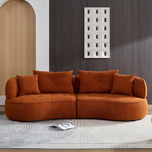 English Elm Wks7c Curved Modular Sofa Solid Wood Frame Fabric Upholstery Seats 4 Living Room Orange W2085S00060