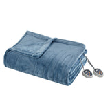 Beautyrest Heated Plush Casual Blanket BR54-0661 Sapphire Blue