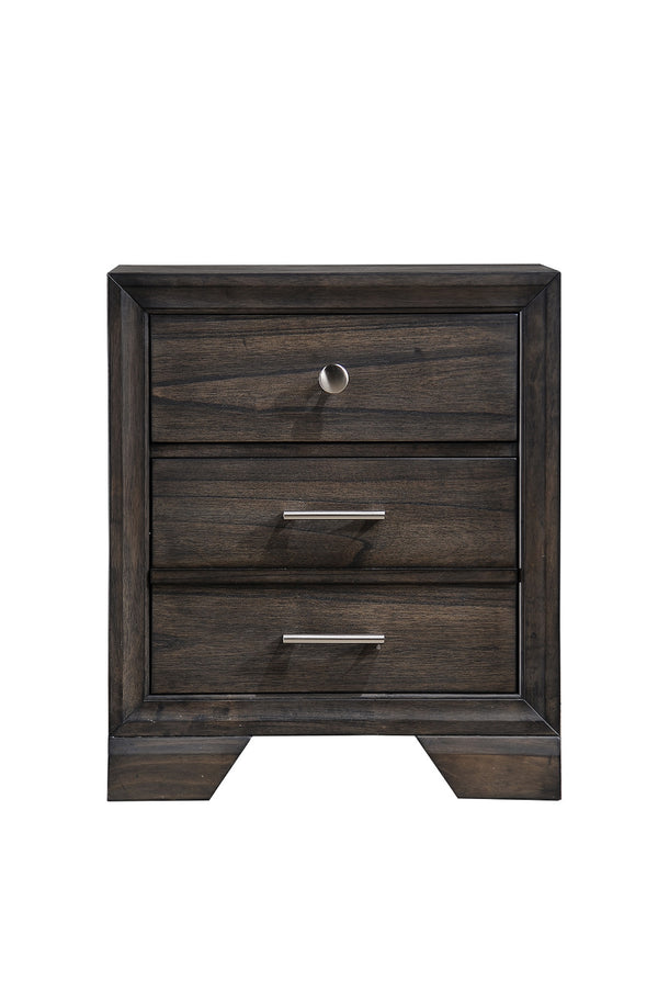 English Elm 1pc Nightstand with Two Drawers and Beveled Mirror Accents, Solid Wood Construction, Chic Storage Gray 25.98 L x 18.39 W x 30.71 H B2741P325737