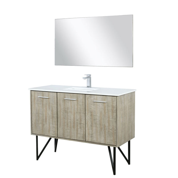 English Elm Rustic Acacia Bath Vanity Set With Cultured Marble Top, Chrome Faucet & 43" Mirror For Farmhouse Charm B2731S02095-GIGA