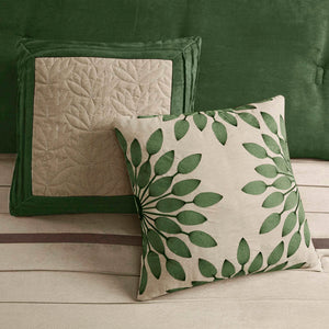 JLA Home Madison Park - 7 Madison Park Palmer Faux Suede Comforter Ensemble in Green & Beige — Plush Pieced Stitching, Machine Washable, Layered Look 92 L x 104 W x 1.5H MP10-7489