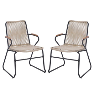 English Elm Christopher Knight Home® - MOONSTONE Light Brown Woven Rope Club Chairs Set of 2 – Powder-Coated Iron Frame, Modern Outdoor Seating N775P251643B