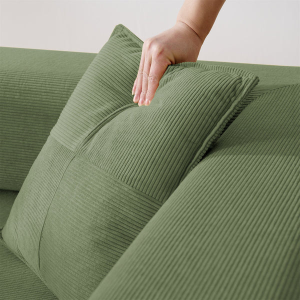 English Elm Modern Modular Sofa Bed Fold-Out Convertible Floor Couch with Removable Backrest, Corduroy Comfort Green W1117P312484