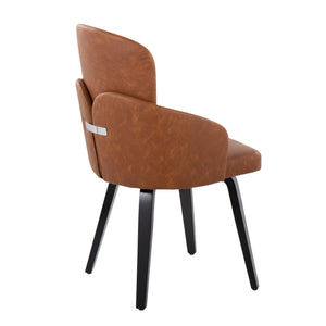 English Elm Dahlia Modern Dining Chair Set Of 2 In Black Bent Wood & Camel Faux Leather With Chrome Accent B202S01206