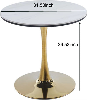 English Elm 31.5"GOLDEN Tulip Dining Table Mid-Century Pedestal Round MDF Top Metal Legs Stylish 2-4p W234P156697