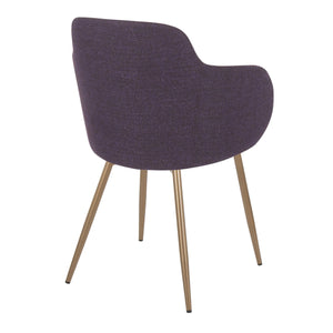 English Elm Boyne Contemporary Accent Chair with Padded Bucket Seat and Antique Copper Metal Legs, Set of 2 Purple B202S01178