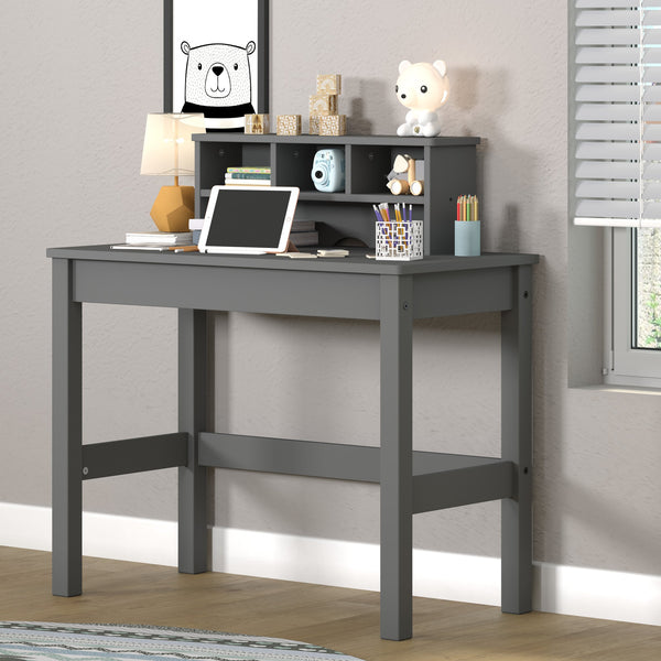 English Elm Logan Gray Finish Writing Desk with Hutch, Cable Management, Ample Storage & Sleek Minimal Design B2726P256270