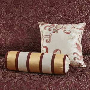 English Elm 5 Piece Aubrey Reversible Jacquard Bedspread Set King with Paisley Motif, Gold Sheen, Quilted Elegance Burgundy 22.83 L x 18.11 W x 8.27 H B03597643
