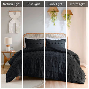 English Elm 3 Piece Jacquard Duvet Cover Set Pompom Texture Brushed Reverse Bedroom Bedding B035P319882
