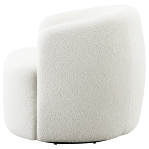 English Elm Denae Natural Upholstered Swivel Chair — Ivory Faux Sheepskin Accent Seat, Curvy 360° Swivel Comfort B062P351429