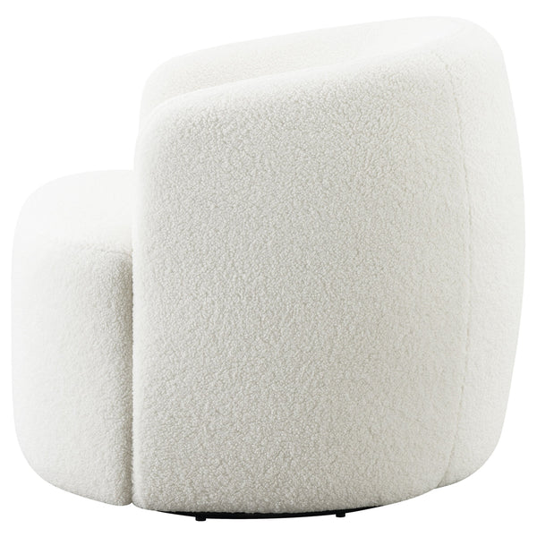 English Elm Denae Natural Upholstered Swivel Chair — Ivory Faux Sheepskin Accent Seat, Curvy 360° Swivel Comfort B062P351429