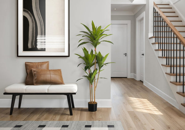 English Elm Artificial Oak Tree 47 Inch Faux Indoor Floor Plant with Real Touch Foliage B2710P220042