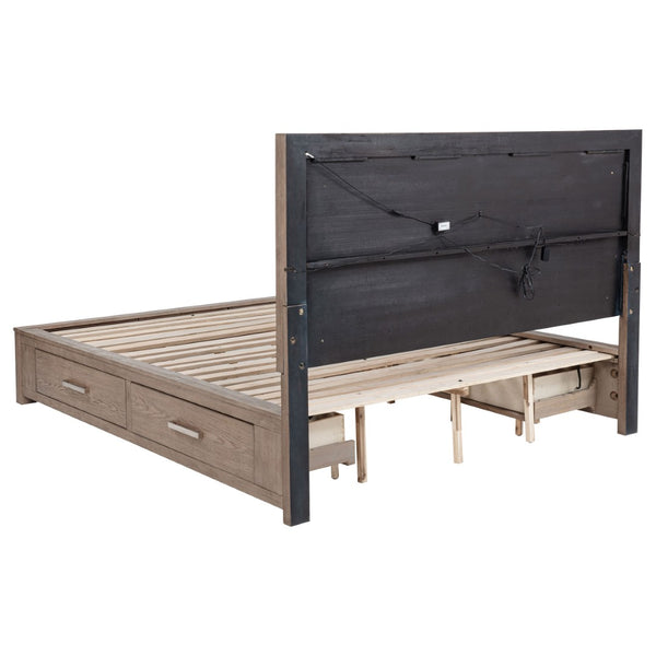 English Elm Gibbons Eastern King Storage Bed with Led Headboard and Four Under Bed Drawers B062S01576
