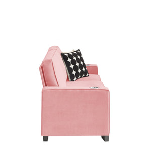 English Elm 83.86"Snowfleece Luxurious 3-Seater Sofa with High-Density Sponge & Spring Support, Cozy Velvet Pink W1359P215067