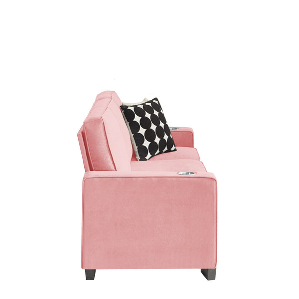 English Elm 83.86"Snowfleece Luxurious 3-Seater Sofa with High-Density Sponge & Spring Support, Cozy Velvet Pink W1359P215067