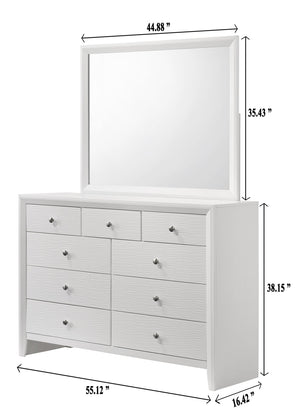 English Elm 1pc Contemporary 5-Drawer Chest with Round Knobs, Sleek Top and Wood-Pattern Fronts for Bedroom Storage White 57.1 L x 18.4 W x 40.6 H B011P345927