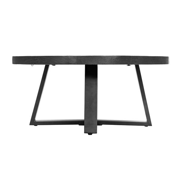 English Elm D39.5x18" Round Coffee Table Black — Modern Overlapping Cross-Leg Frame, Durable Accent Table for Living Rooms W2078P291770