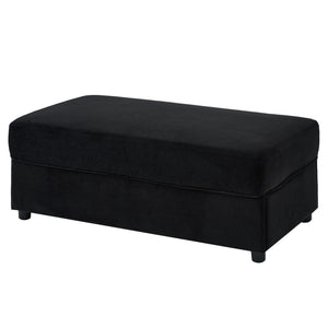 English Elm Modern Multifunctional Armchair with Chaise Lounge, Hidden Ottoman Storage, USB Ports & Cup Holders Black N719P292700B