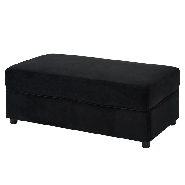 English Elm Modern Multifunctional Armchair with Chaise Lounge, Hidden Ottoman Storage, USB Ports & Cup Holders Black N719P292700B