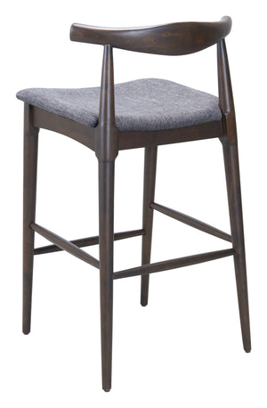Zuo Modern Tuzka Barstool Set Of 2 - Chic Gray & Espresso Design For Modern Homes, Stylish & Durable Seating Gray 100% Polyester,Rubberwood 110515-zuo-modern