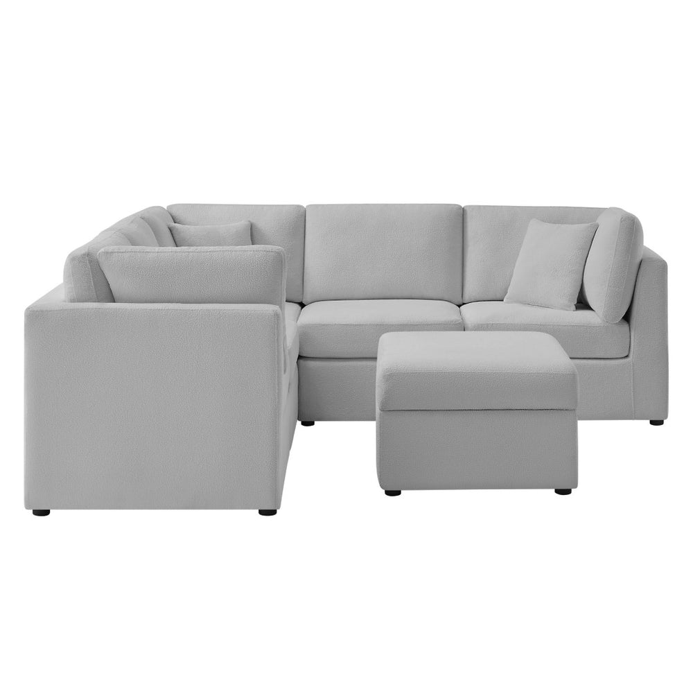 English Elm Chauncy Six Piece Modular Sectional Gray Performance Fabric Family Room Sofa Set B050S00038