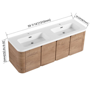 English Elm 60" Freestanding Double Sink Bathroom Vanity with Soft-close Doors and Three Drawers W999S00508