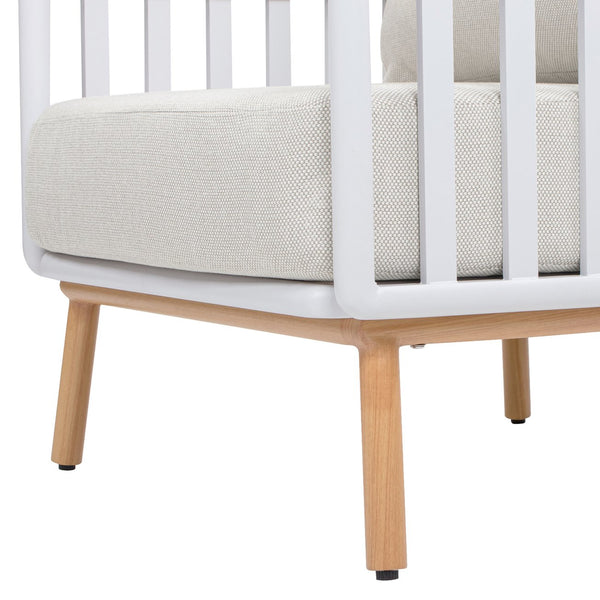 English Elm Jennifer Taylor Home - Calarono Teak & Aluminum Patio Accent Arm Chair Set of 2 — Sand Dune Chenille Cushions, UV‑Resistant Comfort, Rust‑Proof Frame (32x30x30) B2719P320844