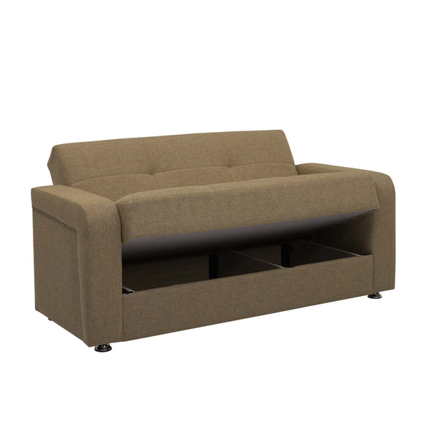 English Elm PrimeNest Upholstered Convertible Loveseat with Storage and Click-Click Sleeper, Chenille Comfort Brown B030P281725