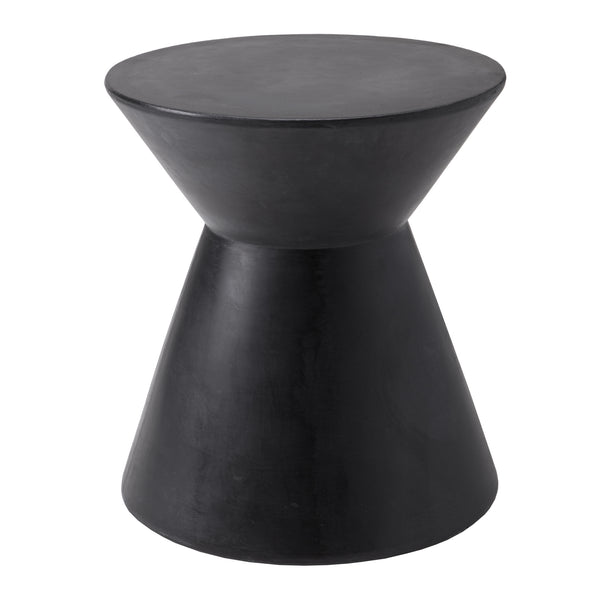 Sunpan Astley Round Concrete End Table – Bold Tapered Design for Indoor & Covered Outdoor Spaces Black