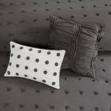 Urban Habitat Brooklyn Shabby Chic Cotton Jacquard Comforter Set with Euro Shams and Throw Pillows UH10-2255 Charcoal